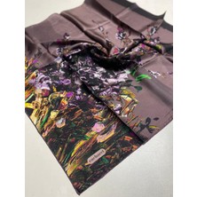 Cacharel Tivil Ipek Eşarp 7929313 - 991 Koyu Vizon -Siyah Karışık Desen