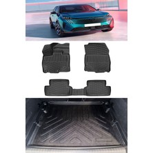 Rizline Peugeot 3008 Hybrid 2024 ve Sonrası 3D Paspas Siyah ve Alt Bagaj Havuzu Set