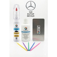 COLORGUARD Mercedes-Benz 149 Kutup Beyazı İğneli ve Fırçalı 2 si 1 Arada Rötuş Boyası Yüzey Temizleme Solüsyonu Profesyonel ve Çapaksız Rötuş Çeliği 5'li Uygulama Çubuğu Seti