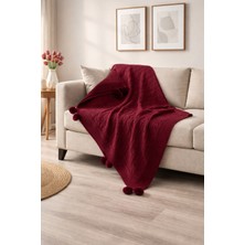 Sevim Triko Örme Tv Battaniyesi - 130X170 cm - Diz Battaniyesi & Koltuk Şalı - Vişne Çürüğü