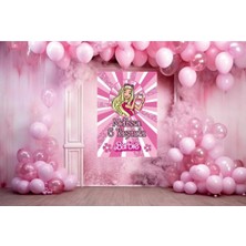 Barbie Temalı Doğum Günü Temalı Kişiye Özel Isimli 70X100 cm Ölçüsünde Branda Afiş