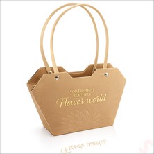 Süsle Bebek ve Parti Baskılı Kalp Karton Hediye Çantası 23×15×9 cm - Kraft