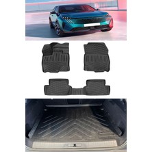 Rizline Peugeot 3008 Hybrid 2024 ve Sonrası 3D Paspas Siyah ve Üst Bagaj Havuzu Set