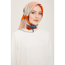 Armine Turuncu - Taba Lale Desen Sura Ipek Eşarp 9119 - 02