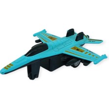 Azrlya Çek Bırak Metal Mini Savaş Uçağı 10 cm - Turkuaz (Lisinya)