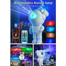 Marsilyan Yeni Nesil Bluetooth Hoparlörlü Astronot Yıldız Gezegen Projektörü Kumandalı Gece Lambası Büyük Boy