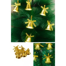 Marsilyan 12 Adet Mini Çan Yılbaşı Çam Ağacı Süsü  3 cm Sarı Kurdeleli Gold Yılbaşı Çam Ağacı Süsü