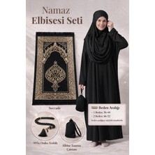 İhvan Tek Parça Namaz Elbisesi - Seccade - Tesbih - Ibadet Seti - Siyah