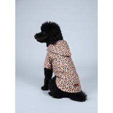 Kedi ve Köpek Kıyafeti & Elbisesi & Yağmurluğu - Açık Pembe Leopar Baskılı Fileli Yağmurluk
