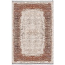 Kilim Home Mars 2096 Kahve Tonlarında Çerçeveli Eskitme Desen Kaymaz Taban Dekoratif Halı