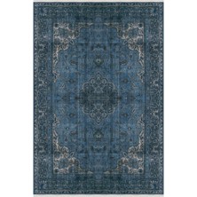 Kilim Home Mars Serisi Lacivert Eskitme Antika Desen Kaymaz Taban Şönil Halı