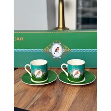 Rubi Porselen Acar Kuşlu 2 Kişilik Lüks Porselen Kahve Fincanı