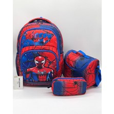 Karakter Desenli Suya Dayanıklı Kumaş Termal Beslenmelik ve Kalemlikli Sırt Ilkoku Okull Çantası Seti