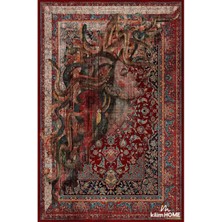 Kilim Home MARS123 Etnik Anadolu Halı Üzerine Kadın Suratı Dekoratif Salon Halısı Saçaklı Yıkanabilen Halı