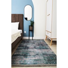 Kilim Home Turkuaz Tonunda Modern Desen Kaymaz Taban Dekoratif Halı