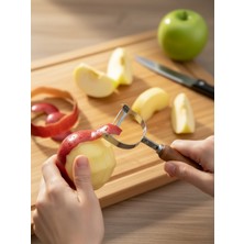 Airobazar Ahşap Saplı Lüks Sebze Meyve Soyucu - Paslanmaz Çelik Pratik Yan Soyacak - Keskin ve Ergonomik
