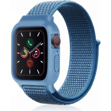 İSMİYLEAL Ismiyl  Apple Watch 42MM Hasırlı Cırtcırtlı Kasalı Kordon - Mavi 255669