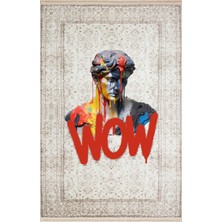 Kilim Home Mars 172 Bej Vintage Wow Yazılı Heykel Art Modern Dokuma Taban Halı