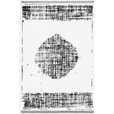 Kilim Home Mars Halı 2088 Siyah ve Tonlarında Dekoratif Halı Salon Halısı Saçaklı Yıkanabilen Halı