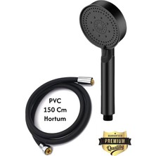 Plodna House Siyah 5 Fonksiyonlu Duş Başlığı Seti – 2’li Set Duş Başlığı+Pvc Hortum Yüksek Basınçlı