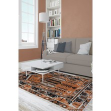 Kilim Home Mars Serisi Kırmızı Tonlarda Çizgili Desen Kaymaz Taban Şönil Halı