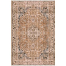 Kilim Home Mars Serisi Hardal Eskitme Antika Desen Kaymaz Taban Şönil Halı