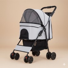 Tasma Market Kedi Köpek Taşıma Arabası – Katlanabilir, 360° Döner Tekerlekli (50X61X100 Cm) Gri