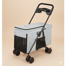 Tasma Market Ultra Hafif Kedi Köpek Taşıma Arabası – Geniş Iç Hacimli, Katlanabilir 95X75X49 Gri