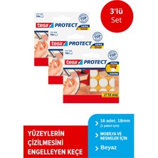 Tesa Zemin Koruyucu Daire Keçe 18MM 16ADT Beyaz x 3 Paket (Toplam 48 Keçe)