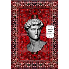 Kilim Home Mars 148 Heykel Temalı Vintage Kırmızı Dokuma Taban Halı