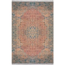 Kilim Home Mars Serisi Mavi ve Kahve Tonlarında Eskitme Otantik Desen Kaymaz Taban Şönil Halı
