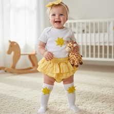 Mars Baby Kız Bebek Çocuk Sarı Fırfırşort Güneş Figürlü Badili Çoraplı Takım