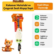 Indispensablely Petzzcats Kalamar Matatabi ve Çıngırak Sesli Kedi Oltası Oyuncağı Beyaz 42 cm