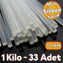 Virnex Kalın Şeffaf Sıcak Mum Silikon 11MM 30CM 1 Kilo~33 Adet (11MM Tabancalar Içindir)