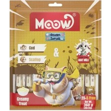 Indispensablely Moow Morina Balıklı Deniz Taraklı ve Keçi Sütlü Yetişkin Sıvı Kedi Ödül Maması 1 Adet 30X12 gr