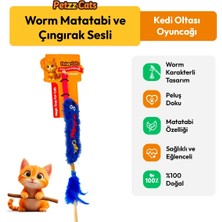 Indispensablely Petzzcats Worm Matatabi ve Çıngırak Sesli Kedi Oltası Oyuncağı 42 cm