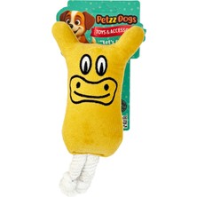 Indispensablely Petzzdogs Bull Sesli Dayanıklı Peluş Köpek Çiğneme Oyuncağı Sarı 16X18 cm