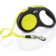 Indispensablely Flexi Neon Reflektörlü Şerit Otomatik Köpek Gezdirme Tasması Small Sarı 5 mt