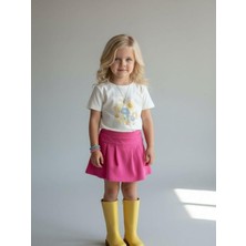Zekids Kız Çocuk Floral Touch Baskılı Pamuklu T-Shirt