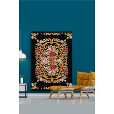 Kilim Home Mars 2005 Siyah Tonunda Çiçekli Desen Kaymaz Taban Dekoratif Halı