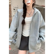 Tarz Cool Unisex Fermuar Kapüşonlu Sweatshirt