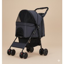 Tasma Market Katlanabilir Kedi Köpek Gezdirme Arabası – 360° Döner Tekerlek (50X61X100 Cm) Siyah