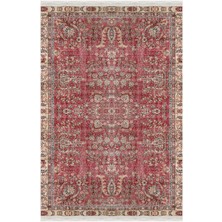 Kilim Home Mars 2047 Bordo Tonlarında Etnik Eskitme Pamuk  Dokuma Taban Halı