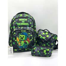 Karakter Desenli Suya Dayanıklı Kumaş Termal Beslenmelik ve Kalemlikli Sırt Ilkoku Okull Çantası Seti