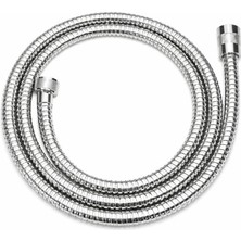 Mistillo DUŞ SPİRAL HORTUMU + PASLANMAZ PARLAK POLİSAJLI ÇİFT KENETLİ - 150 cm