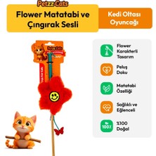 Indispensablely Petzzcats Flower Matatabi ve Çıngırak Sesli Kedi Oltası Oyuncağı Kırmızı 42 cm