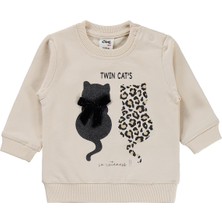 Civil Baby Leopar Kedi Baskılı 6-18 Ay Takım - Bej 18-24 Ay