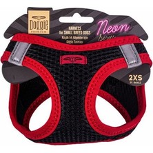 Indispensablely Doggie Havalı Dokuma Neon Küçük Irk Köpek Göğüs Tasması Xxsmall Kırmızı 26-30 cm