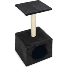 Indispensablely Karlie Ametist Tırmalama Direkli Katlı Kedi Evi 30X30X55 cm Siyah