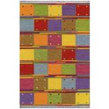 Kilim Home Mars Serisi Kareli Multy Tonlarında Desen Kaymaz Taban Şönil Halı